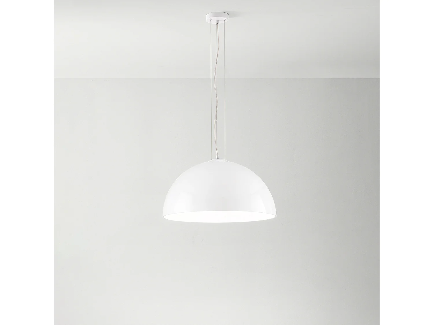 Hanglamp van opaalwit glas, frame van metaal en aluminium, modern en minimalistisch design, E27 fitting, d.50 x h.175 cm - Perenz
