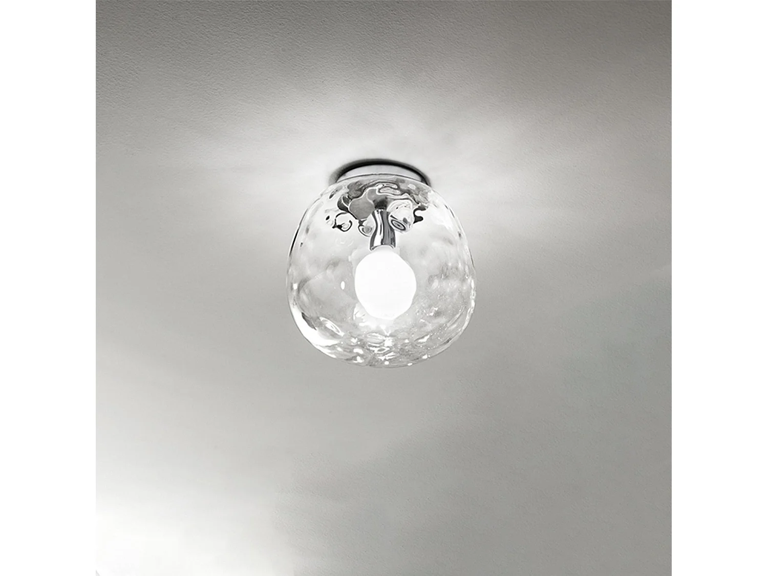 6467 TR Plafondlamp in gepolijst chroom en helder glas, diameter 30 cm, 1x E27 max. 60W, elegante plafondlamp voor binnen - Perenz