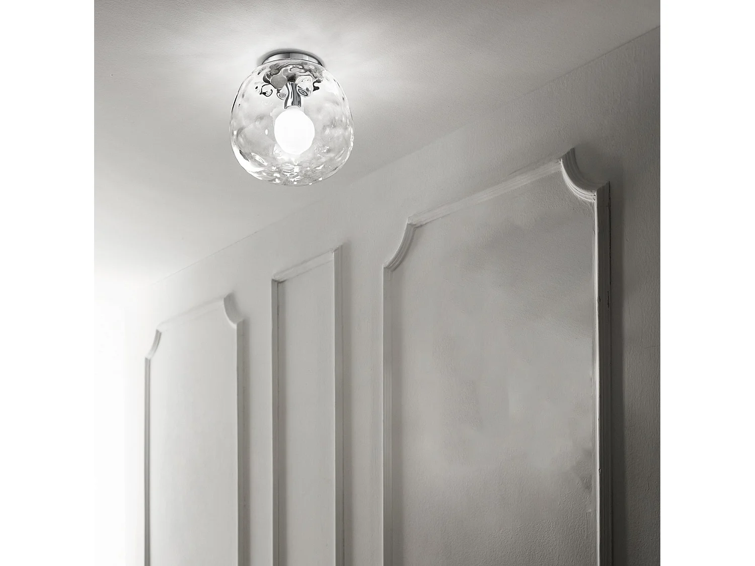 6467 TR Plafondlamp in gepolijst chroom en helder glas, diameter 30 cm, 1x E27 max. 60W, elegante plafondlamp voor binnen - Perenz