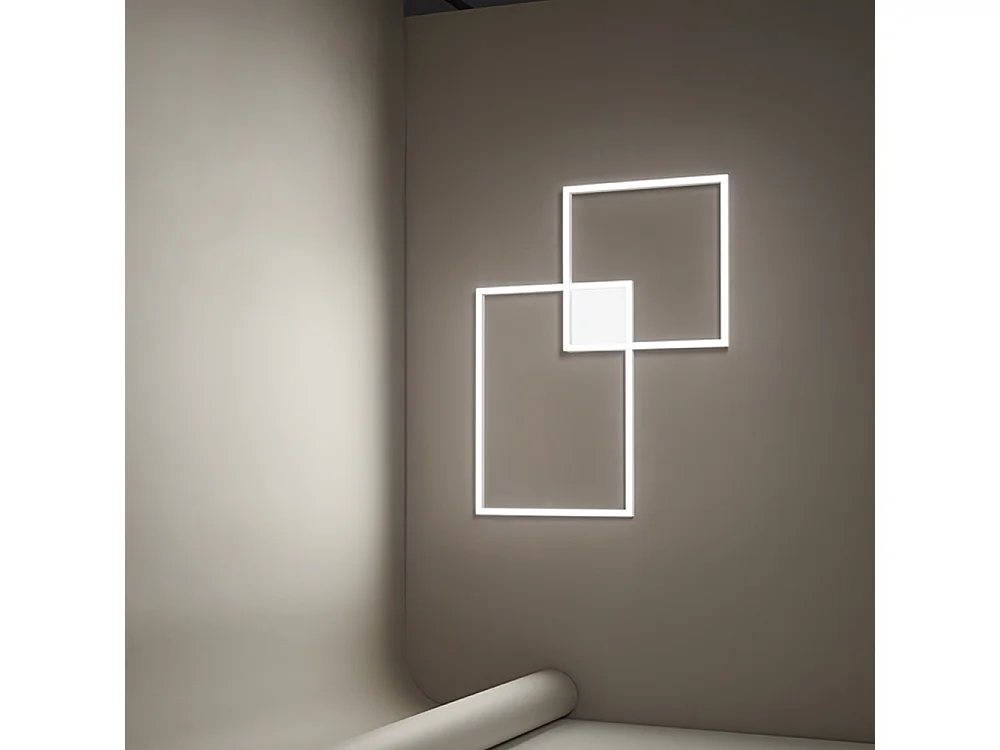 Plafonier LED Quadrado 64W Regulável CCT Branco Mate - Design Moderno em Alumínio e Metal para Iluminação de Interiores - Marca Perenz Luxo