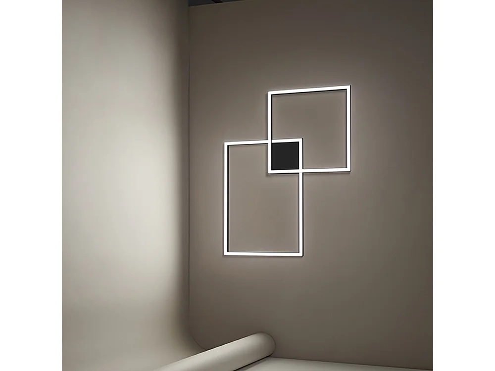 Plafoniera Moderna Cross Alluminio Nero Opaco Led 64W Dimmerabile Ip20
