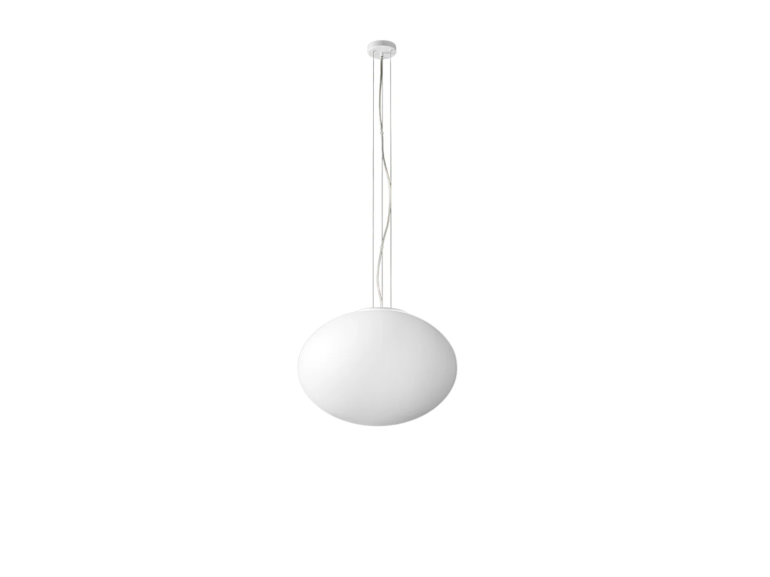 Hanglamp van satijnwit geblazen glas, diameter 50 cm, metalen frame, 3x E27 fitting, max. 60W, modern en elegant design - Perenz