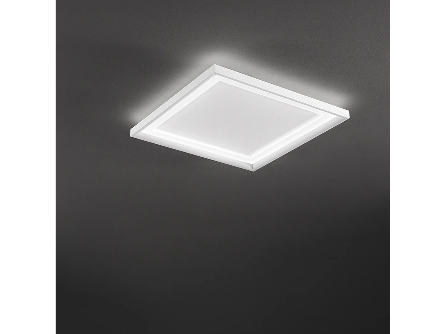 Vierkante LED-plafondlamp in mat wit metaal, 40W 3000K, modern minimalistisch design, plafondlamp L.50x50 cm - Perenz