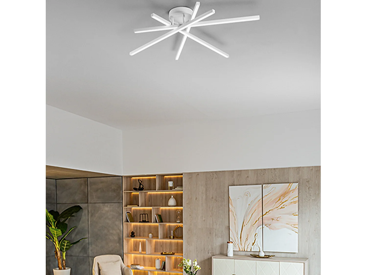Plafonier LED Quadrado 58W Branco Mate - Estrutura em Metal e Alumínio com Pintura Eletrostática - Seleção de Luz CCT 3000K-6000K - Marca Perenz