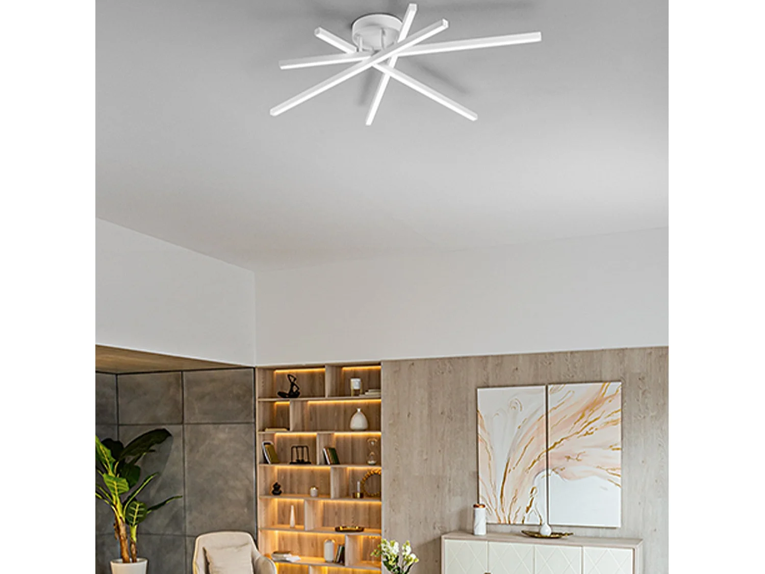 Plafonier LED Quadrado 58W Branco Mate - Estrutura em Metal e Alumínio com Pintura Eletrostática - Seleção de Luz CCT 3000K-6000K - Marca Perenz