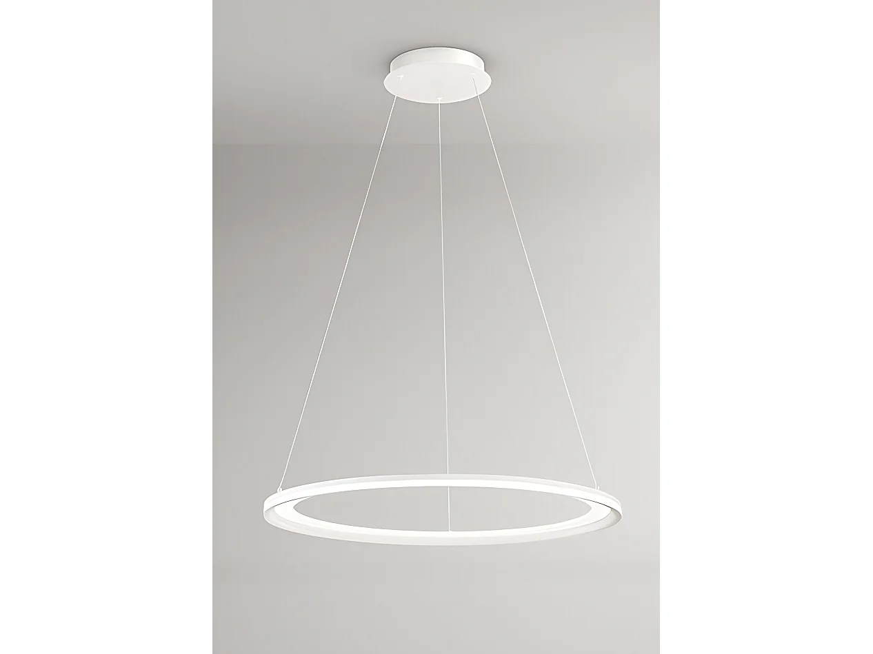 Candeeiro de Suspensão LED Série 8203 em Metal Branco Mate, 98W, Luz Quente 3000K, Dimensão 100 cm, Design Moderno e Elegante da Marca Perenz