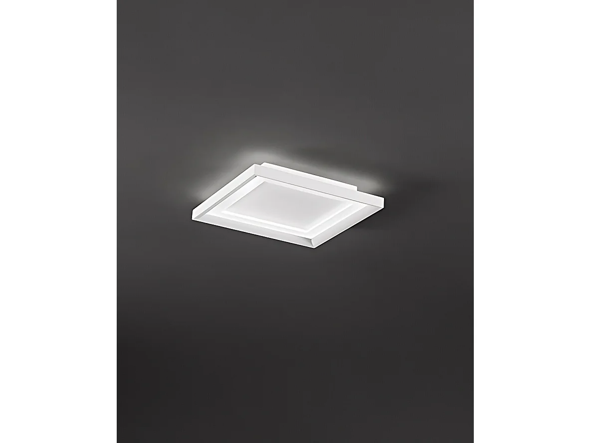 Plafonier LED Quadrado em Metal Branco Mate 30W 3000K, Candeeiro de Teto Moderno com Design Minimalista L.35x35 cm - Marca Perenz, Portugal