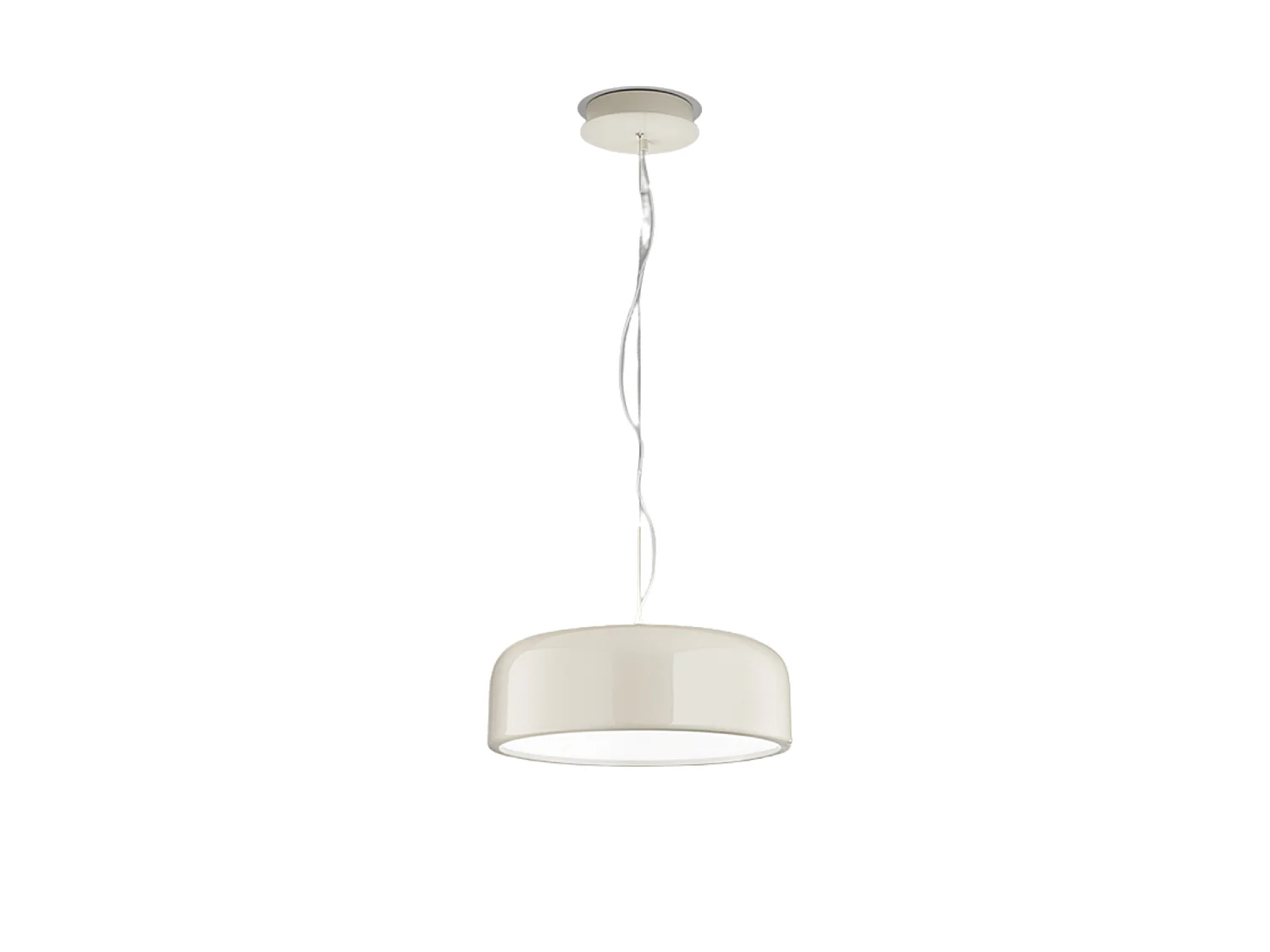 Luminária de Suspensão em Metal Cor Branco Creme Brilhante com Tecnologia LED Integrada Dimmerizável CCT 50W, Diâmetro 60 cm - Marca Perenz Europa