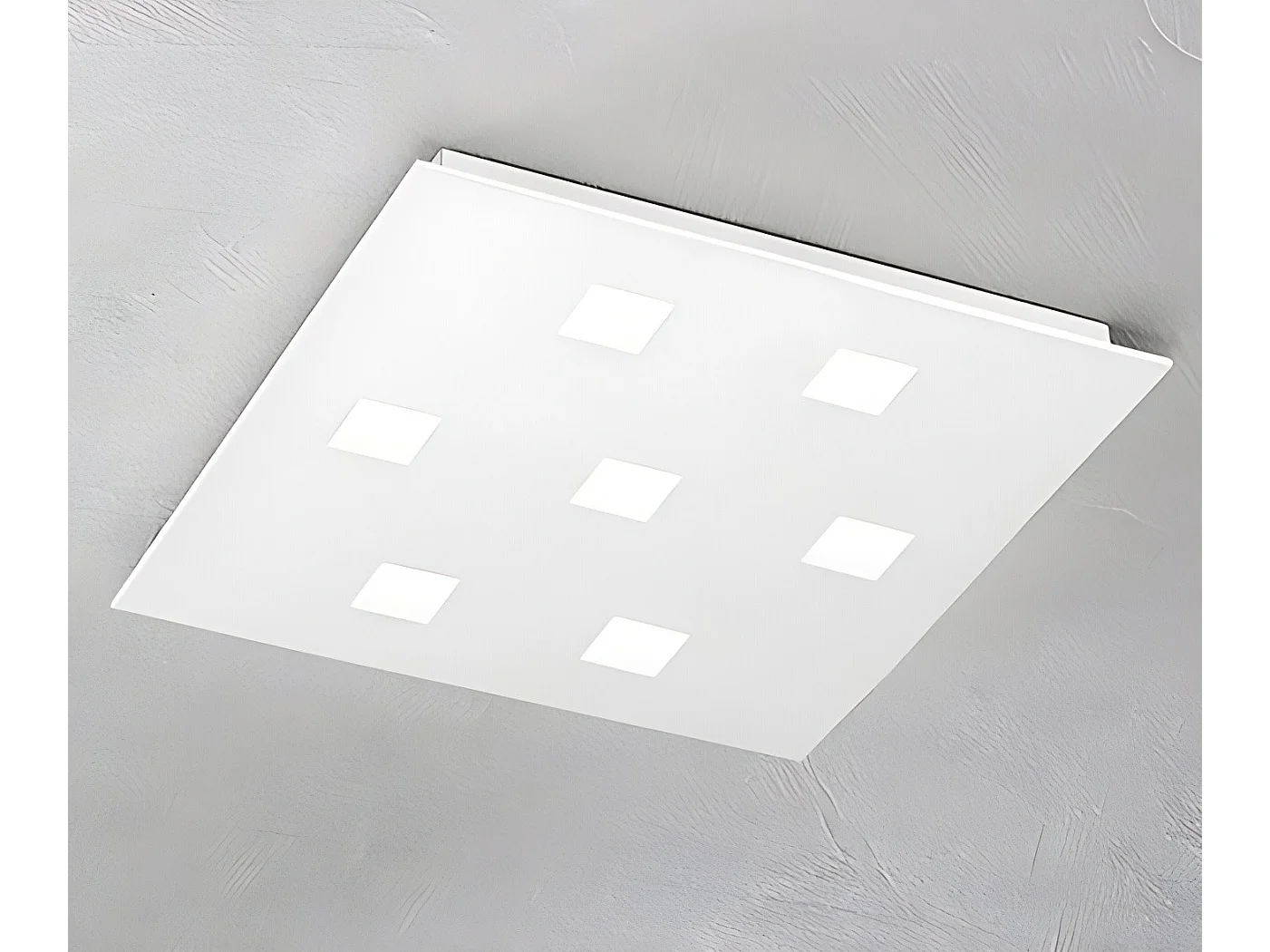 Plafondeira Quadrada em Metal Branco, Design Moderno 7 Luzes GX53, Iluminação de Interiores Elegante e Minimalista, 59,5x59,5 cm - Marca Perenz