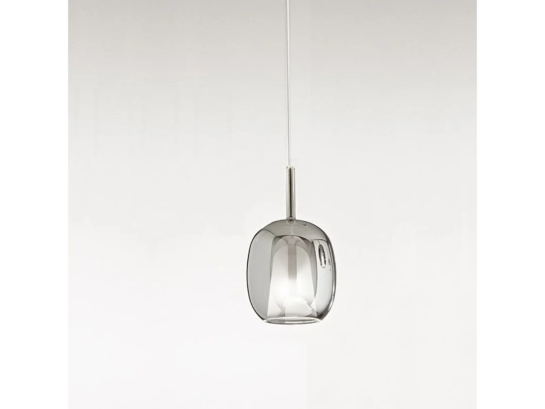 Perenz hanglamp van gerookt, spiegelend borosilicaatglas met E27-fitting, modern design, 17,5 x 30,5 cm, verstelbare kabel 300 cm