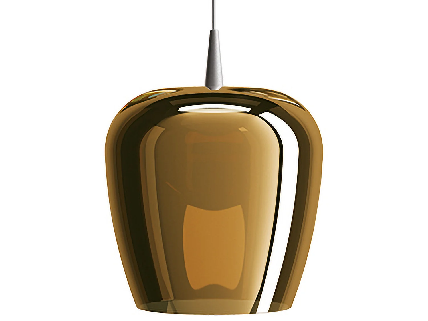Zafferano Bilia LED-Pendelleuchte aus Borosilikatglas, Bronze-Finish, elegantes Glockendesign, mundgeblasen, Ø 27 cm, Höhe 333 cm, moderne Lampe