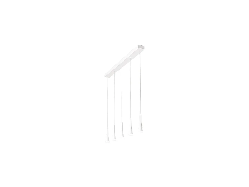 Moderne pendellampe i mat hvidt metal, 35W LED-stribe, varmt hvidt lys (3000K), højdejusterbar op til 250 cm - Perenz
