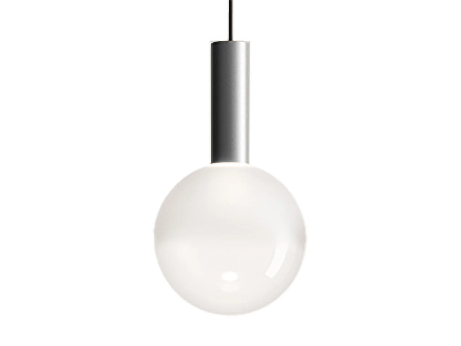 Zafferano Pendelleuchte, Aluminiumkugel, Diffusor aus mundgeblasenem Borosilikatglas, LED-Triac 8W 3000K, Durchmesser 18 cm, transparent sandgestrahlt