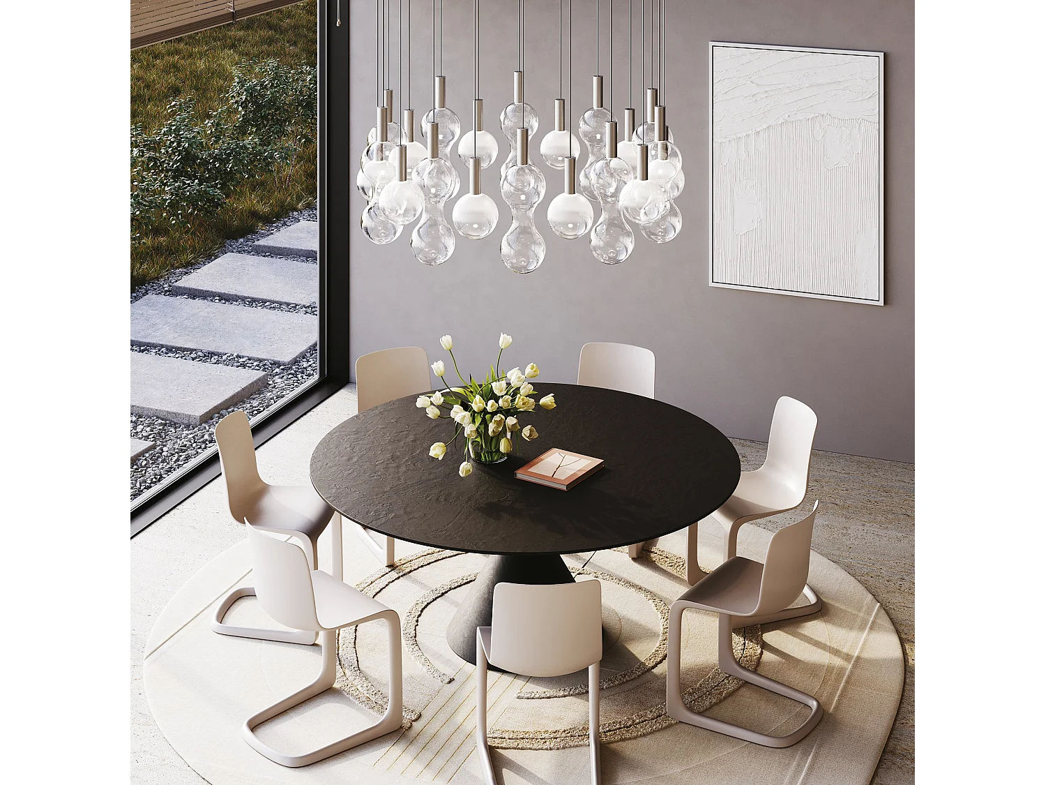 Zafferano Pendelleuchte, Aluminiumkugel, Diffusor aus mundgeblasenem Borosilikatglas, LED-Triac 8W 3000K, Durchmesser 18 cm, transparent sandgestrahlt