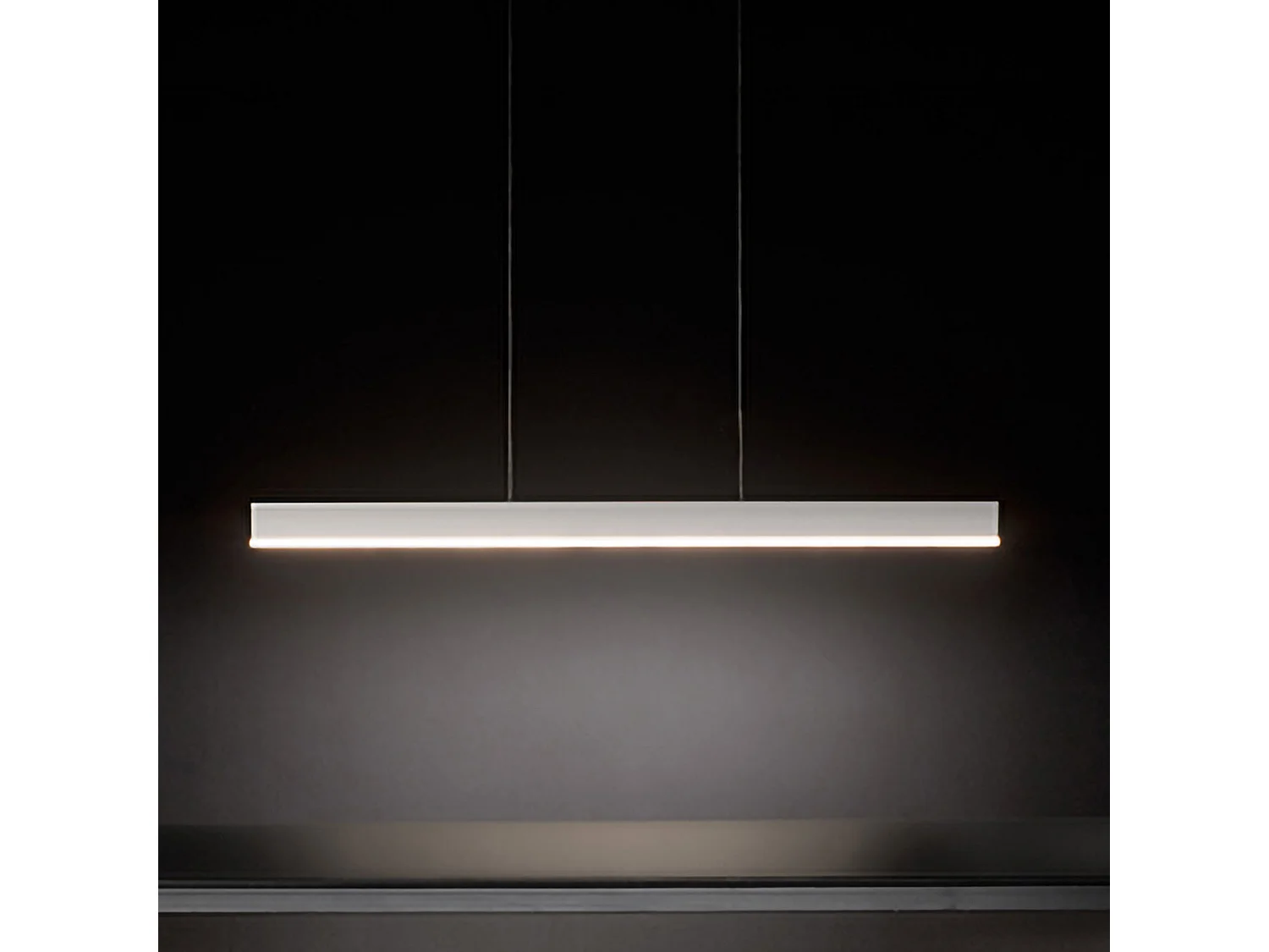 Lámpara colgante LED Riga 40W 3551 lúmenes 3000K Blanco mate Aluminio Difusor satinado Diseño lineal moderno para interiores 120x1x250 cm