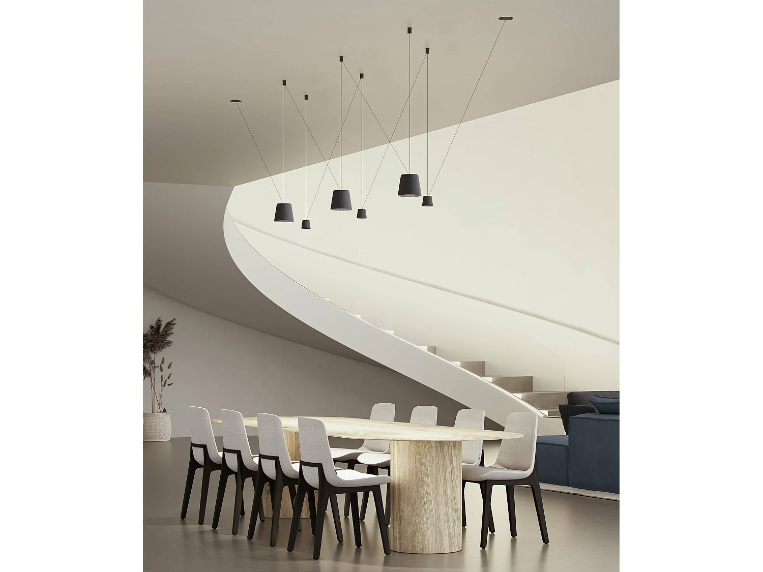 Lievo XL Space lámpara colgante LED 15W 38º con selector CCT 2700K/3200K/4000K negro mate - Beneito & Faure