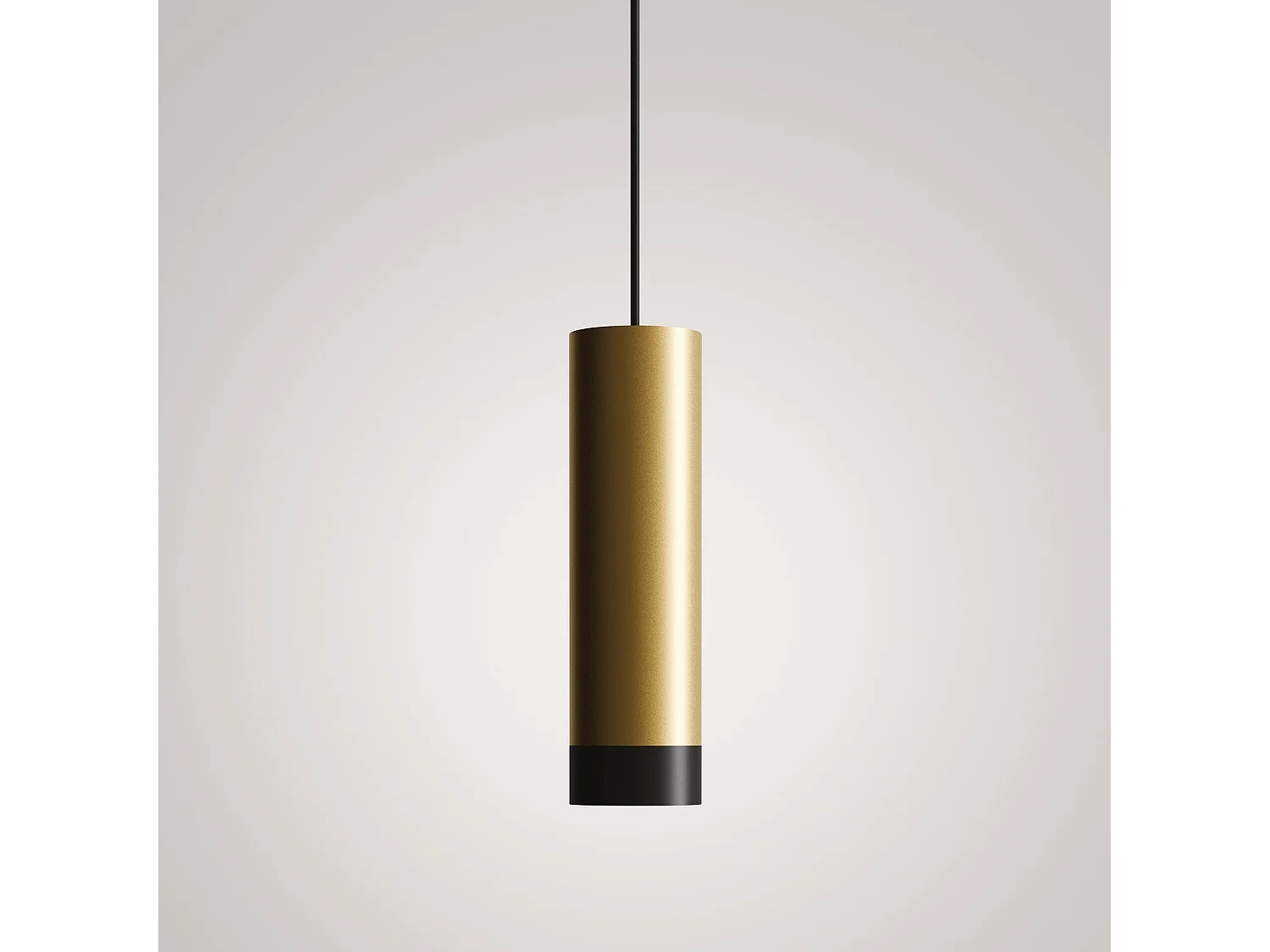 Tubotto LED pendellampe, design lavet af guld- og sortanodiseret aluminium, 8W, 2700K, 625 lm, diameter 4,5 cm, højde 310 cm, beskyttelsesklasse IP40.