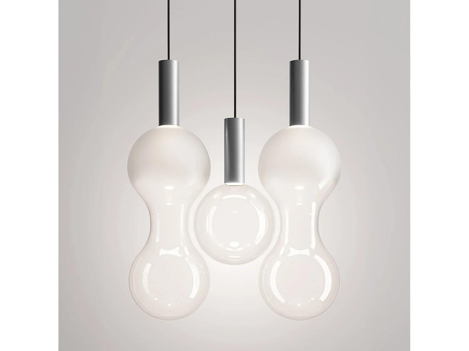 Zafferano Pendelleuchte Kugel LED TRIAC 8W 2700K Transparentes Borosilikatglas und Aluminium, modernes Design für die Innenbeleuchtung