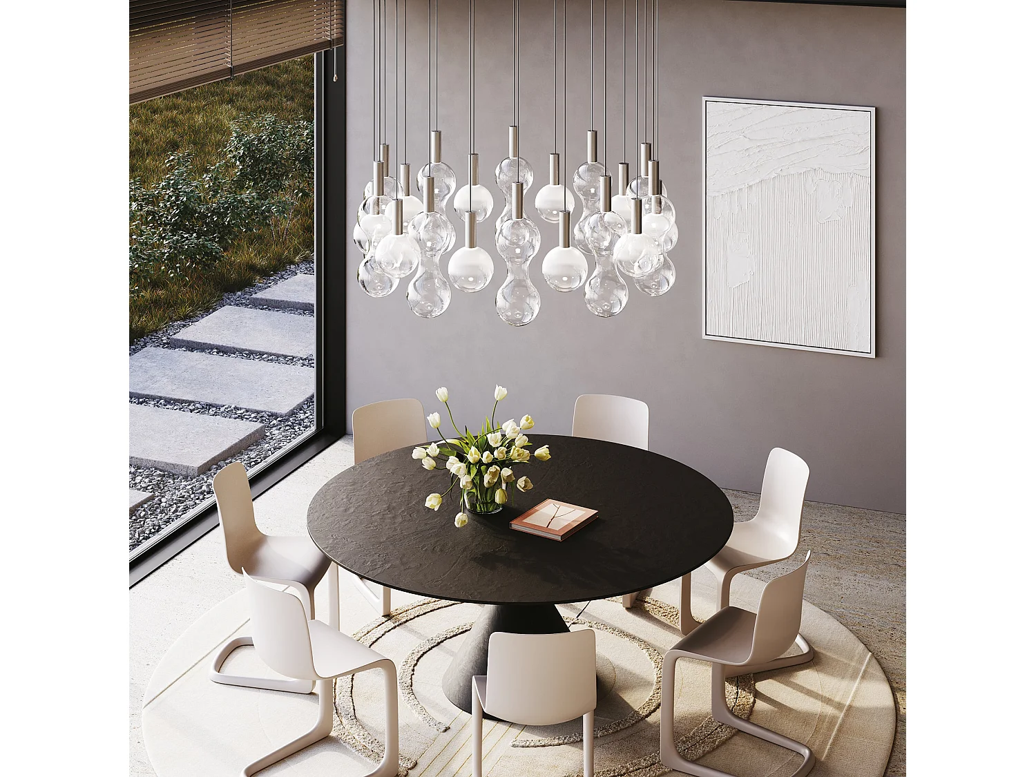 Zafferano Pendelleuchte Kugel LED TRIAC 8W 2700K Transparentes Borosilikatglas und Aluminium, modernes Design für die Innenbeleuchtung