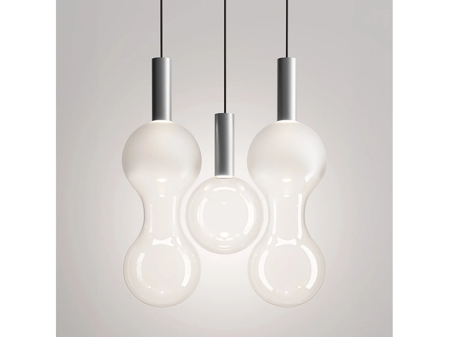 Zafferano Hanglamp Bol LED TRIAC 8W 2700K Transparant borosilicaatglas en aluminium, modern design voor binnenverlichting