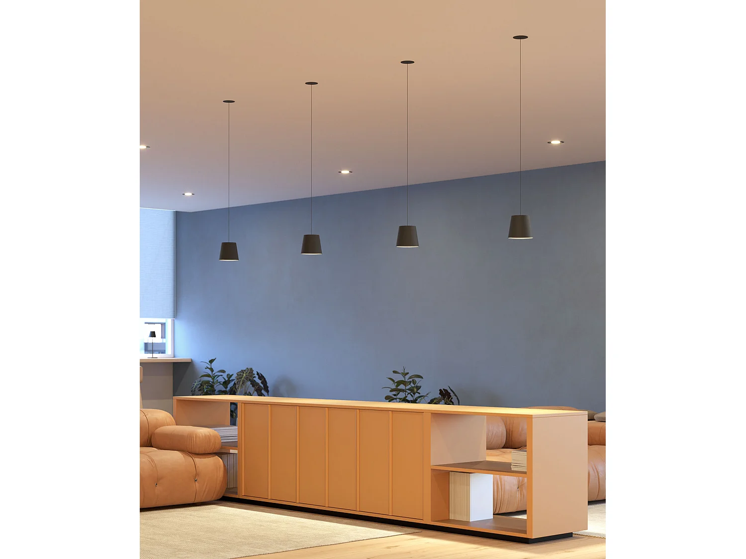 Lámpara colgante Lievo Space 8W 38º LED Interruptor CCT 2700K-3200K-4000K Blanco mate - Sistema modular Beneito & Faure