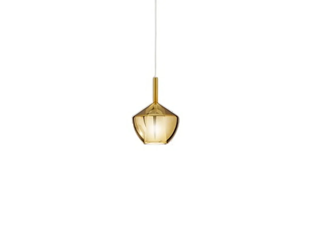 Hanglamp van borosilicaatglas 20x27,5 cm met spiegelende gouden afwerking en E27 fitting (serie 10S48250 - Perenz)