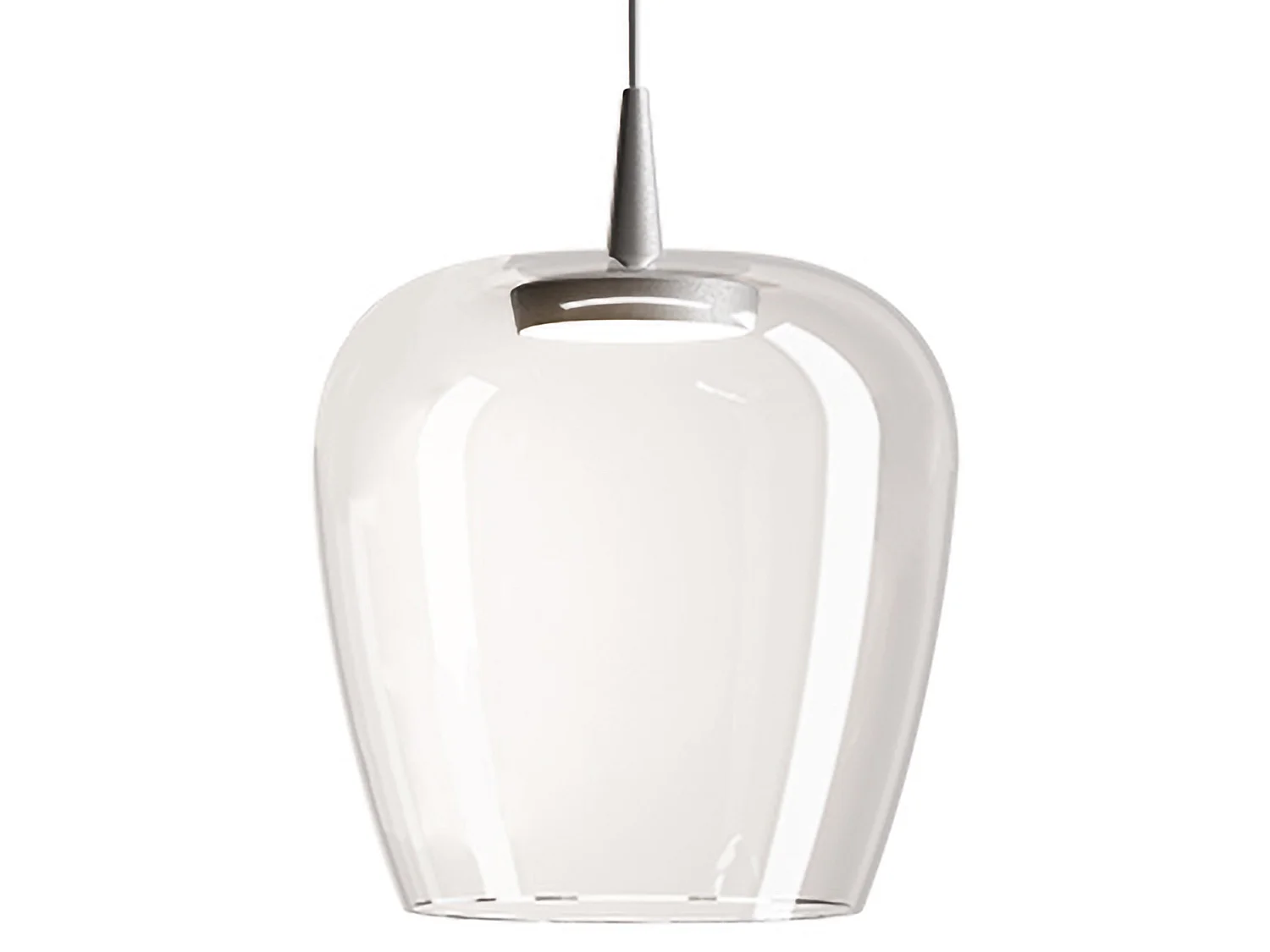 Zafferano Bilia Pendelleuchte, 230 V LED, 8 W, 2700 K, mundgeblasenes Borosilikatglas mit transparenter Aluminiumoberfläche, Durchmesser 27 cm