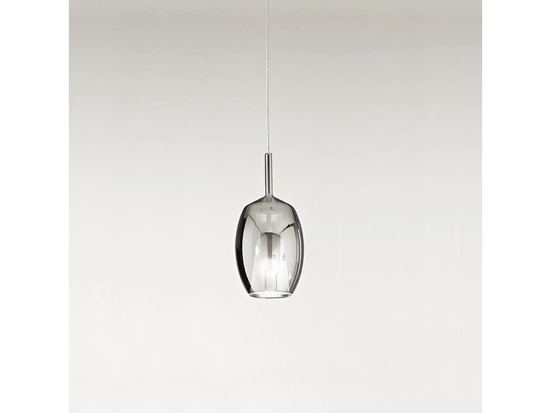 Pendelleuchte aus rauchfarbenem, verspiegeltem Borosilikatglas mit E27-Fassung, Durchmesser 17 cm, Höhe 36,5 cm, 300 cm Kabel - Perenz