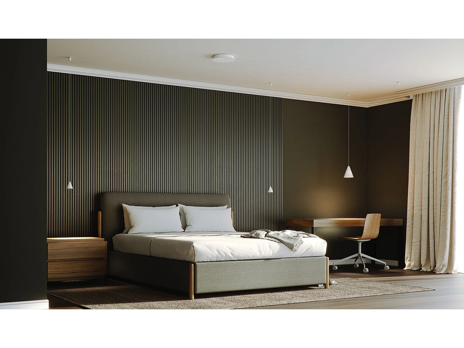 Beneito & Faure Zoe Space 8 LED pendellampe, 38° spot, afbryder, farvetemperatur 2700K/3200K/4000K, elegant mat hvid finish, designerlampe