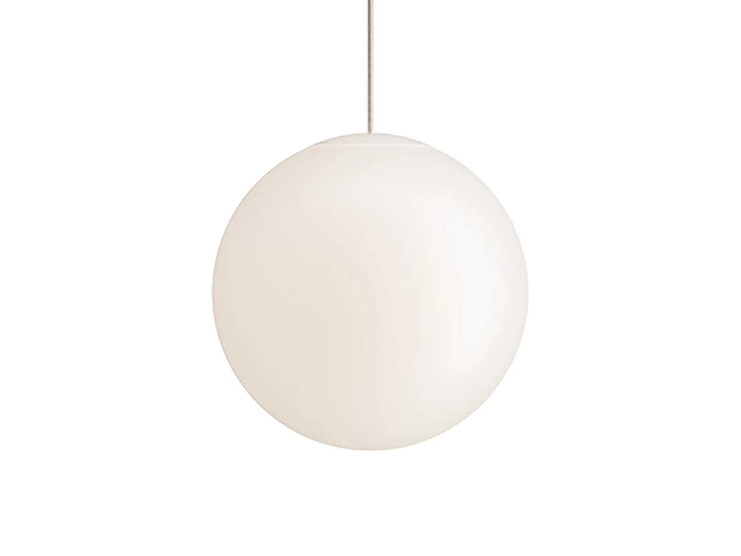 Sferis hanglamp van satijnopaalglas, diameter 30 cm, in hoogte verstelbaar tot 320 cm, E27 fitting, minimalistisch en elegant design.