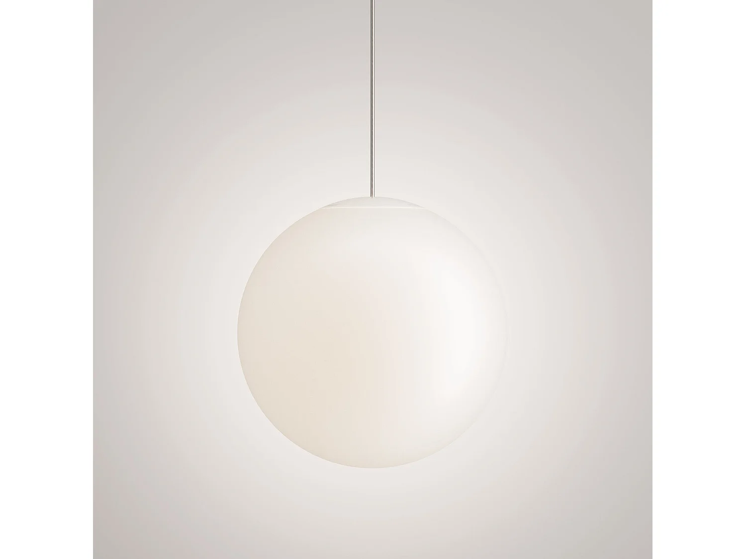 Sferis hanglamp van satijnopaalglas, diameter 30 cm, in hoogte verstelbaar tot 320 cm, E27 fitting, minimalistisch en elegant design.