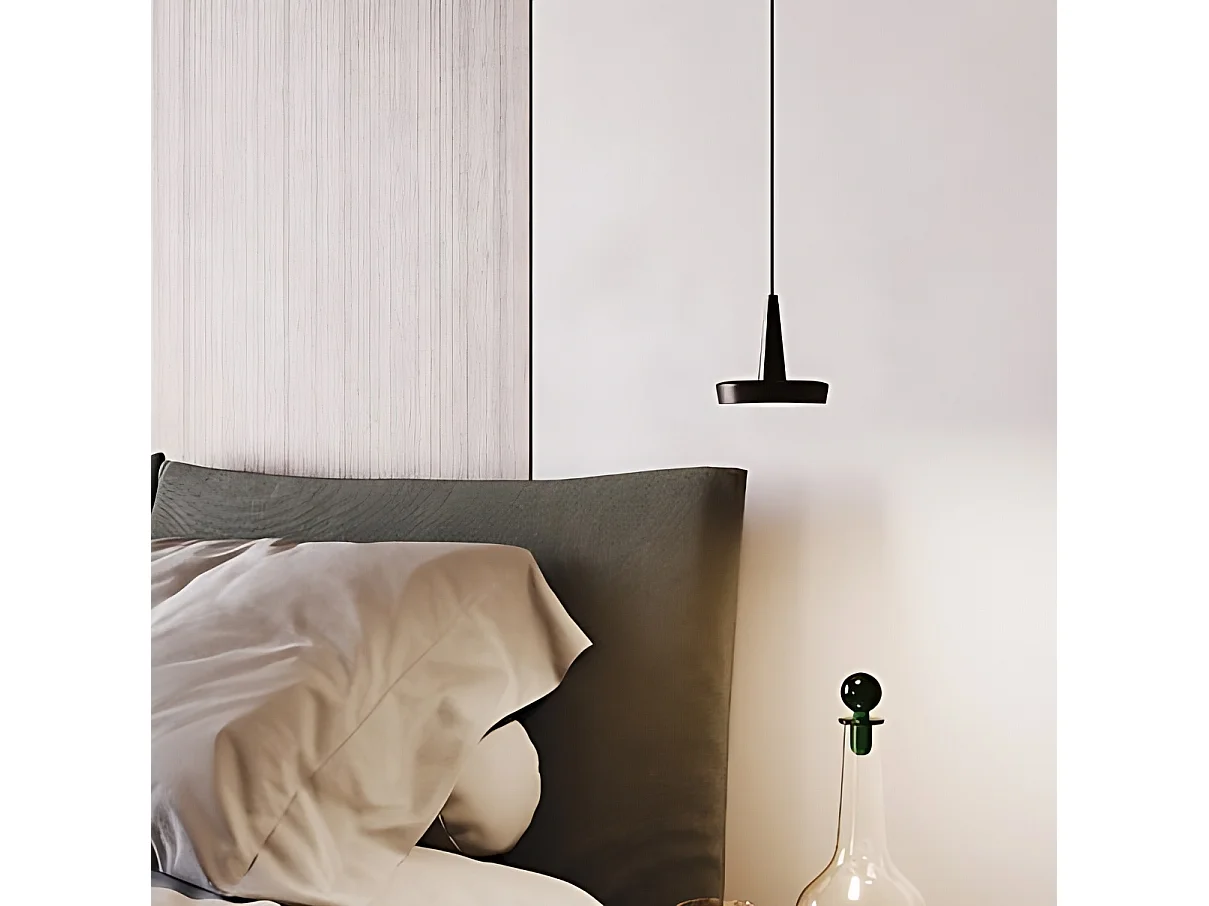 Baby dæmpbar LED-pendellampe i hvid aluminium, 3000K farvetemperatur, kompakt design til moderne og elegante interiører
