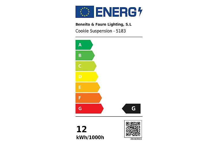 Cookie pendellampe med LED-ophæng, 12 W, mat hvid, CRI > 90, farvetemperaturkontakt 2700 K-3200 K-4000 K, dæmpbar via Triac - Beneito & Faure