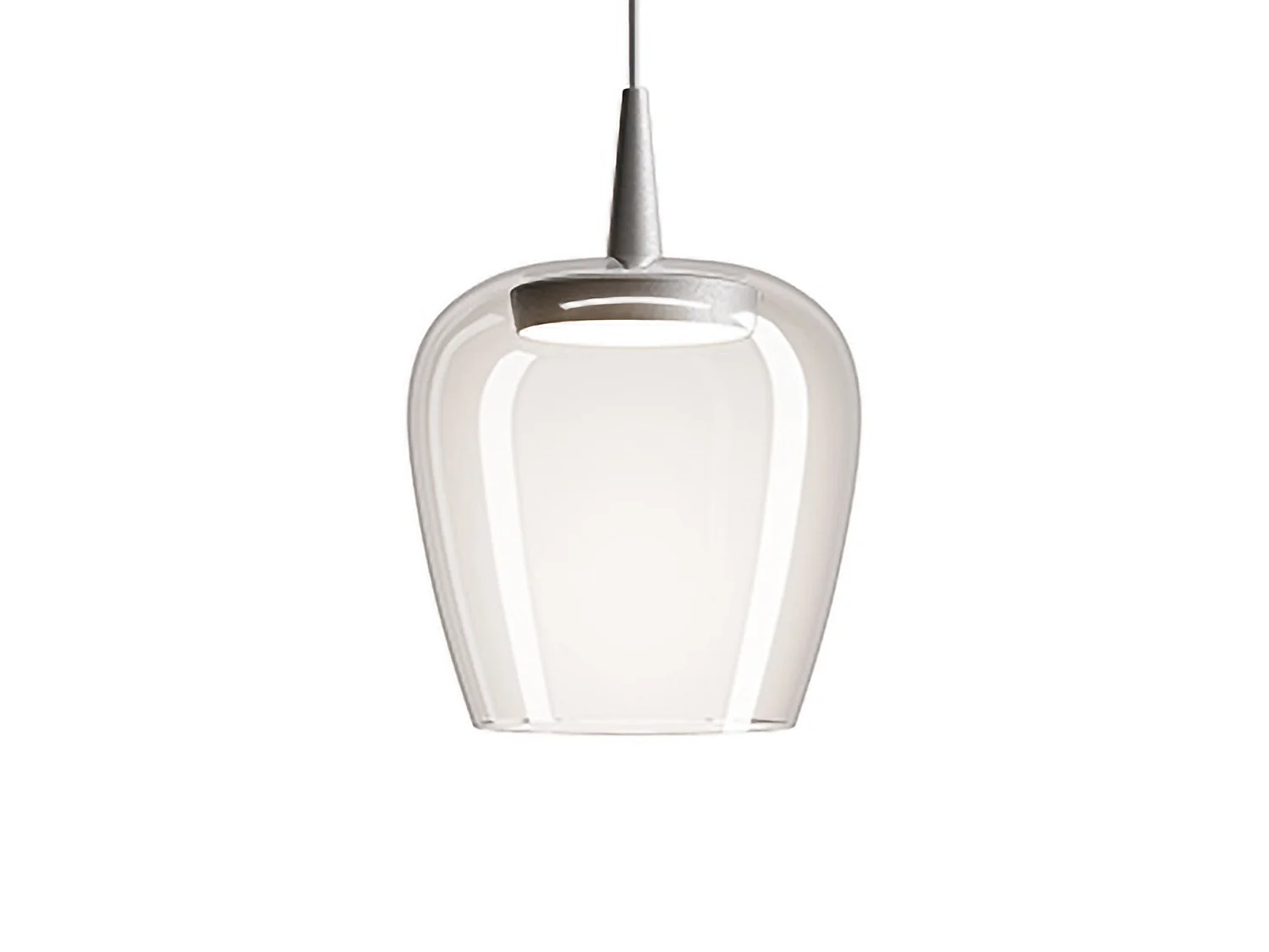 Zafferano Pendelleuchte Bilia 230V LED 8W CRI 90, mundgeblasenes Borosilikatglas, Aluminium und transparent, Durchmesser 18 cm, Höhe 324 cm