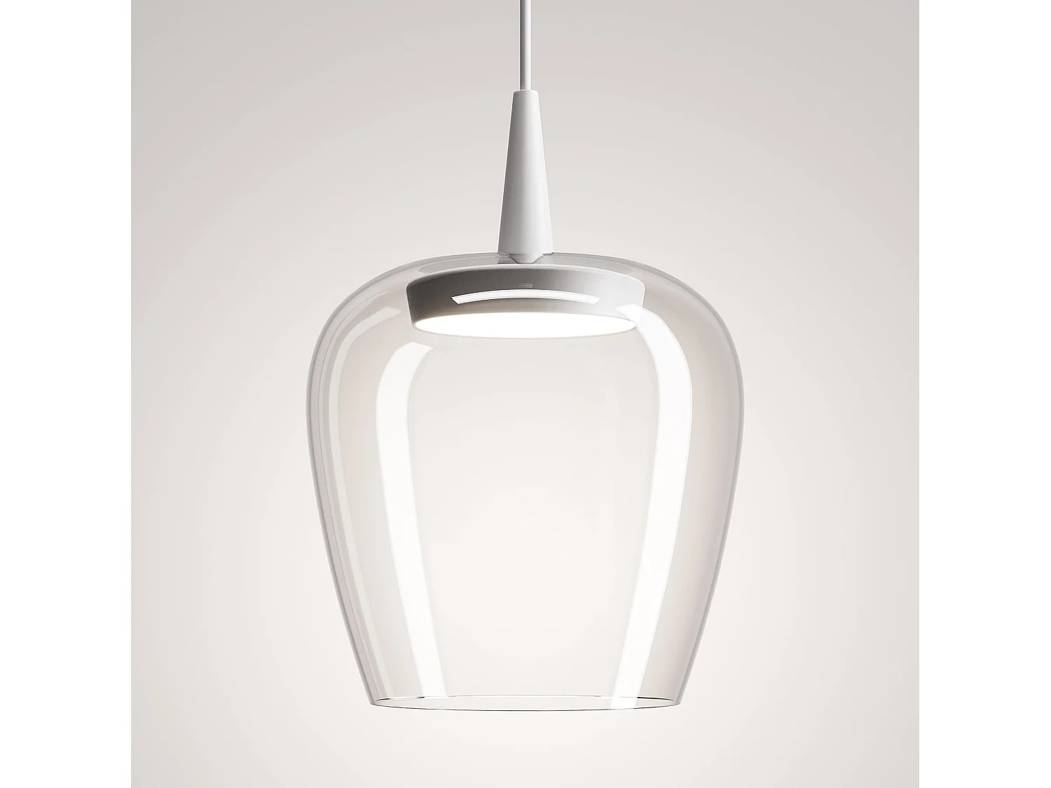 Zafferano Pendelleuchte Bilia 230V LED 8W CRI 90, mundgeblasenes Borosilikatglas, Aluminium und transparent, Durchmesser 18 cm, Höhe 324 cm