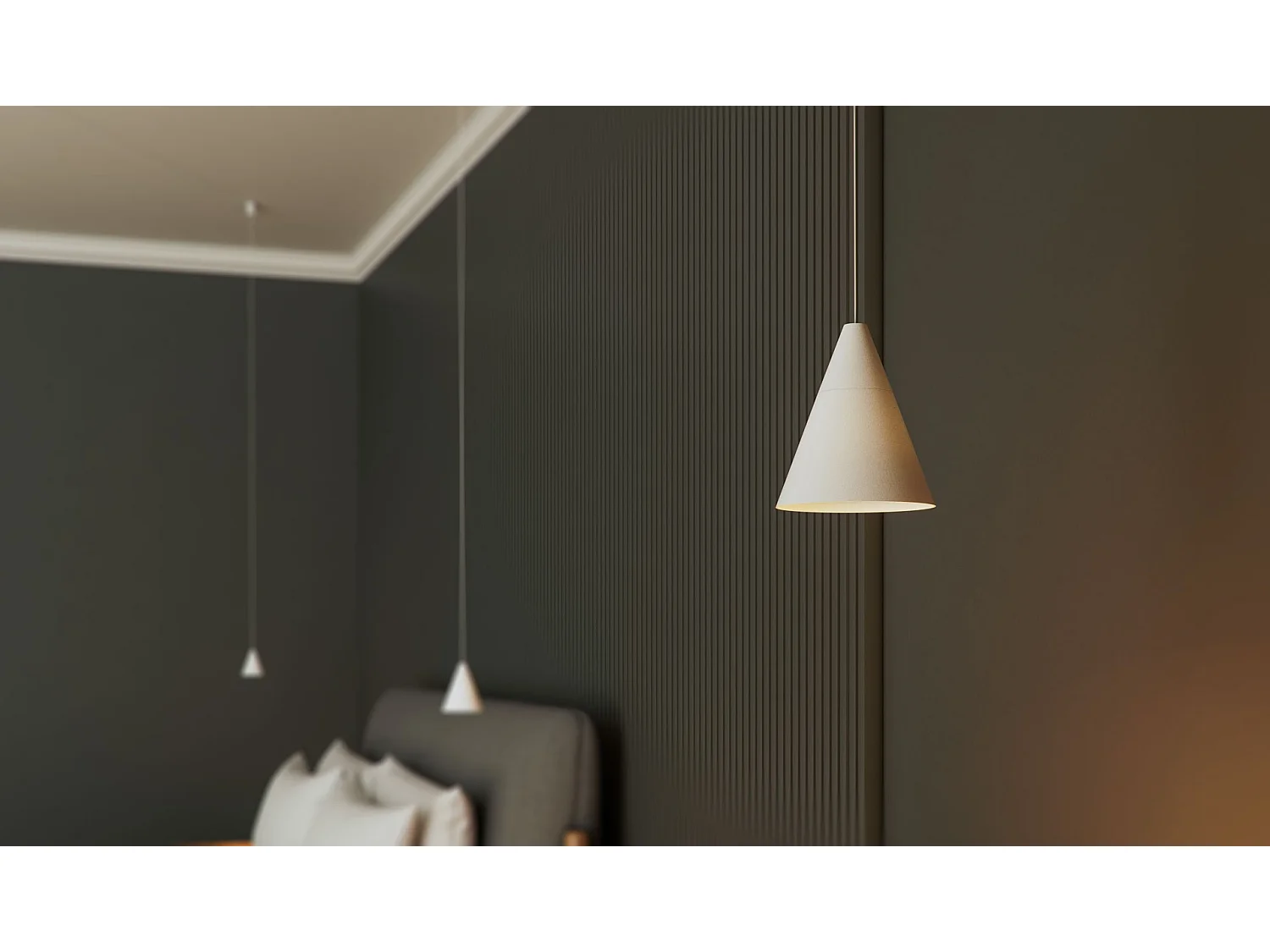 Beneito & Faure ZOE XL SPACE 15 pendellampe, 38° LED med afbryder, farvetemperatur 2700K/3200K/4000K, mat hvid overflade - elegant design