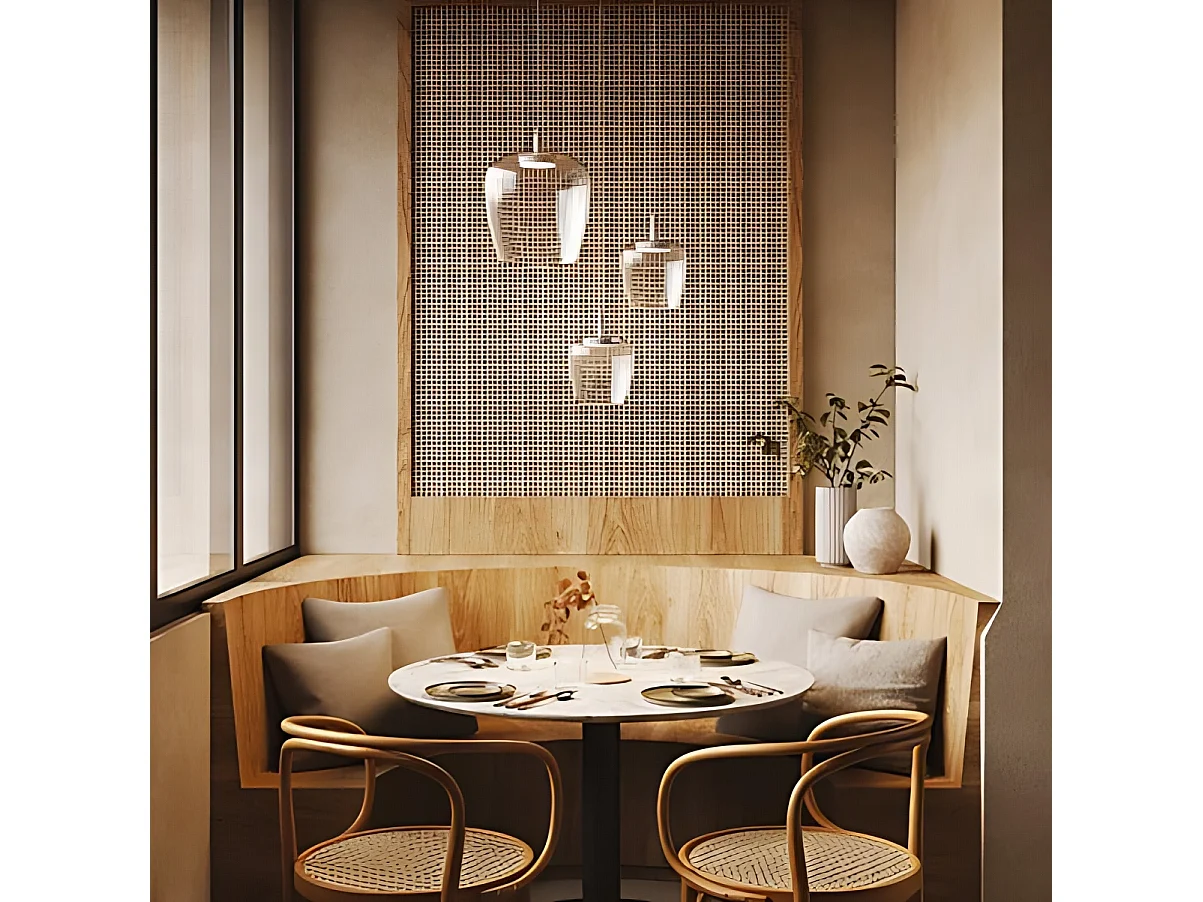 Zafferano Bilia pendellampe 230V LED 8W i mundblæst borosilikatglas med antik guld finish, diameter 18 cm, højde 324 cm
