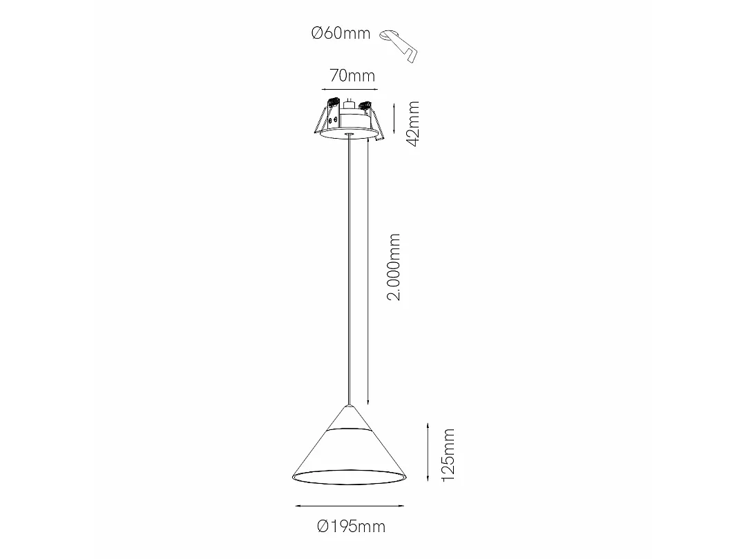 Ark LED-pendellampe fra Beneito & Faure, 6 W, 2700 K, 90°, sort/transparent, konisk design til elegante interiører