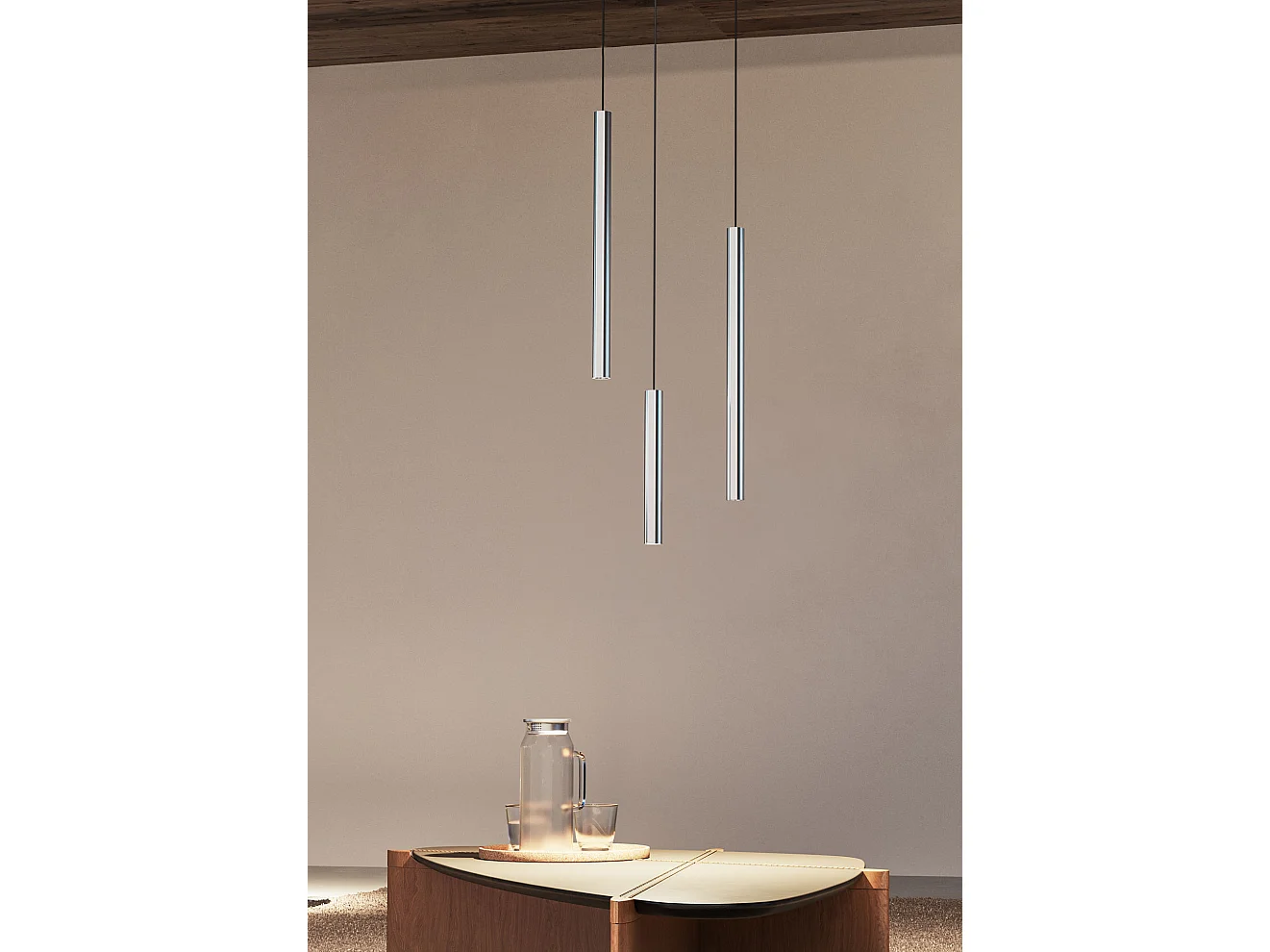 Lámpara LED tubular colgante Atmos Slim de 6W, temperatura de color 2700K-4000K, Tuya Smart Silver - Empotrable o de superficie - Beneito & Faure