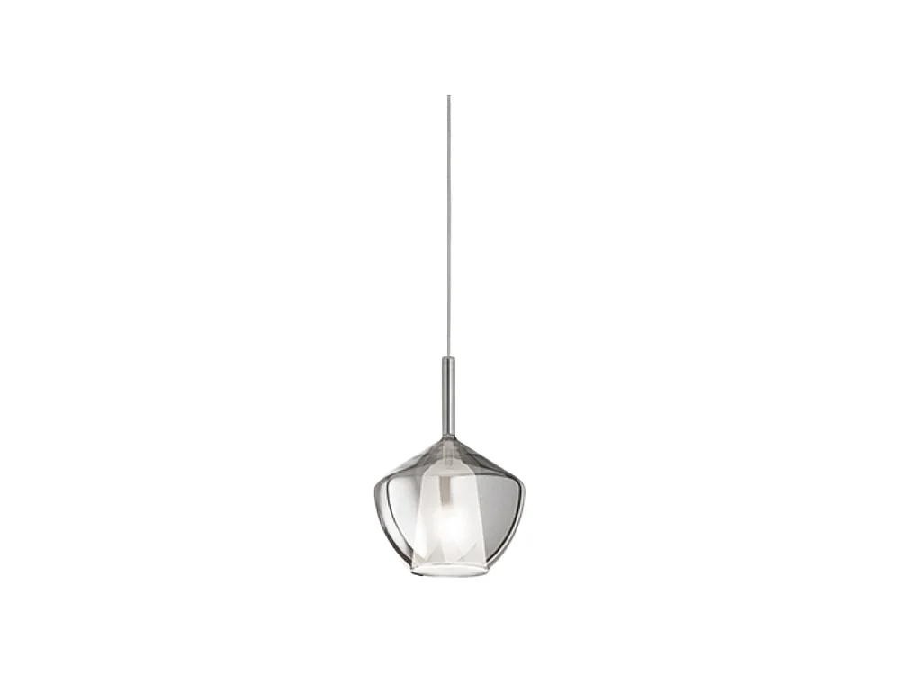 Pendellampe lavet af borosilikatglas, 20 x 27,5 cm, spejlet, røgfarvet, inklusive E27-fatning, serie 10S48250 - Perenz