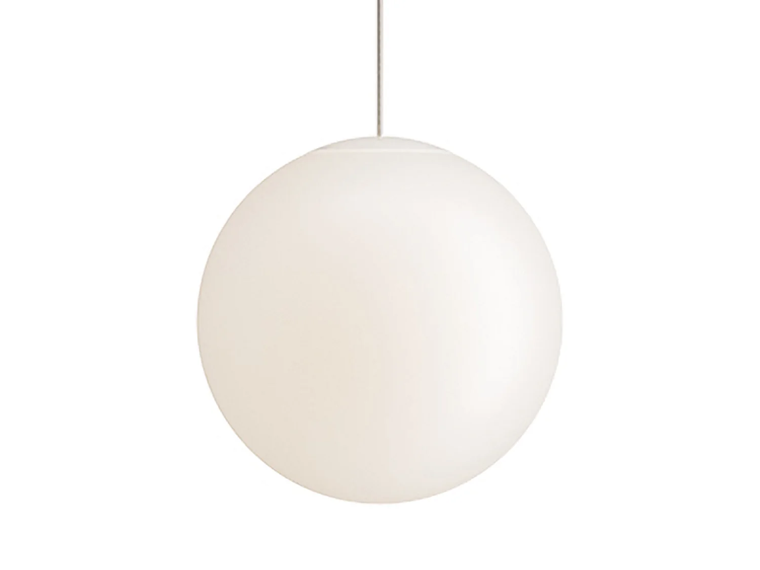 Sferis hanglamp, bolvormig, van satijnopaalglas, met een transparant polycarbonaat frame, diameter 40 cm, totale hoogte 325 cm, 230V