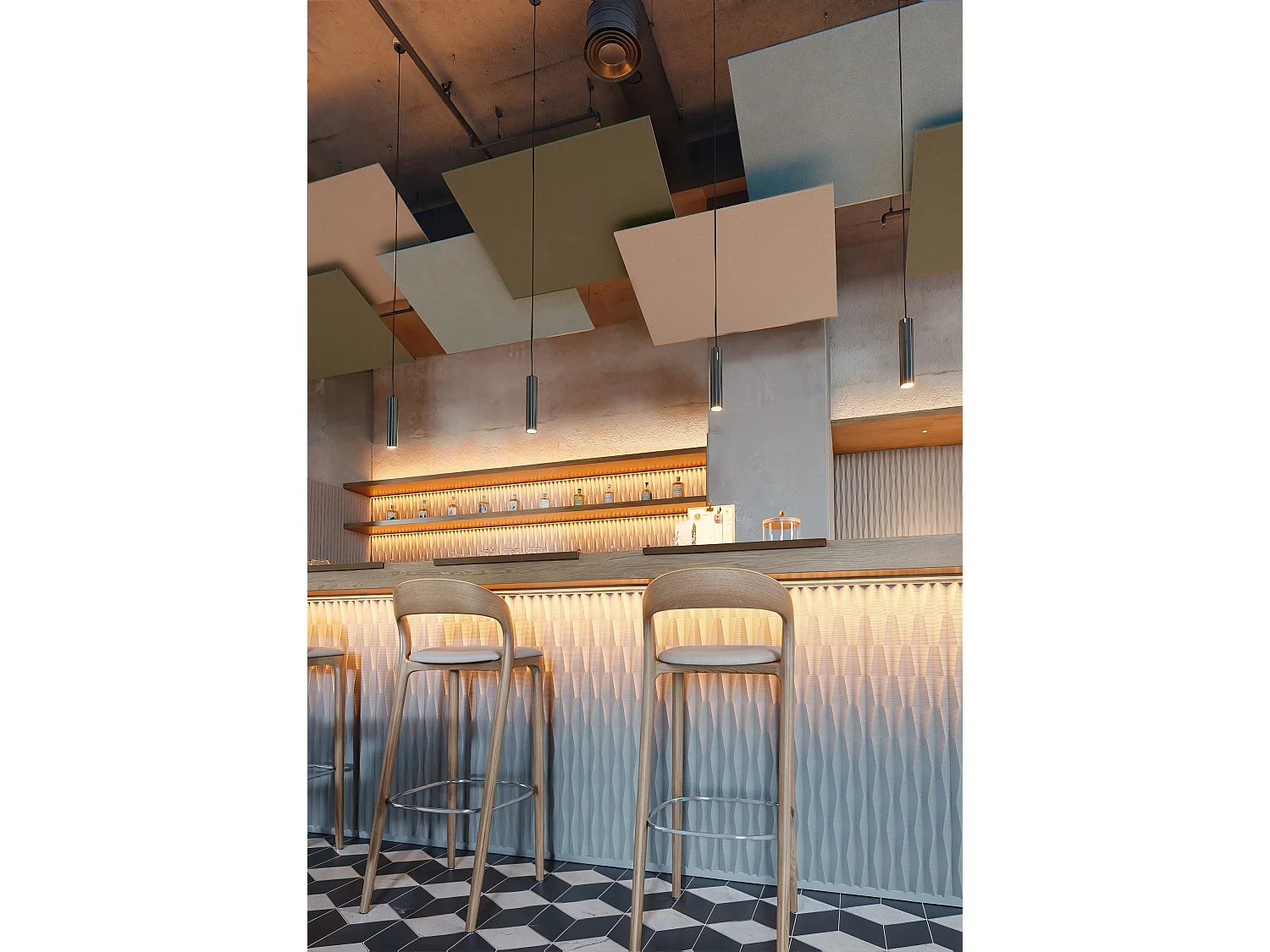 Beneito & Faure Atmos 7 pendellampe, sølvrør, 2700K/3200K/4000K kontaktteknologi, justerbar optik 15º/38º/60º