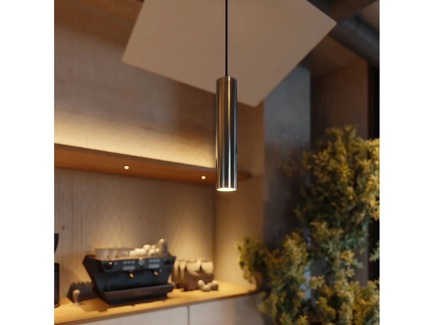 Beneito & Faure Atmos 7 pendellampe, sølvrør, 2700K/3200K/4000K kontaktteknologi, justerbar optik 15º/38º/60º