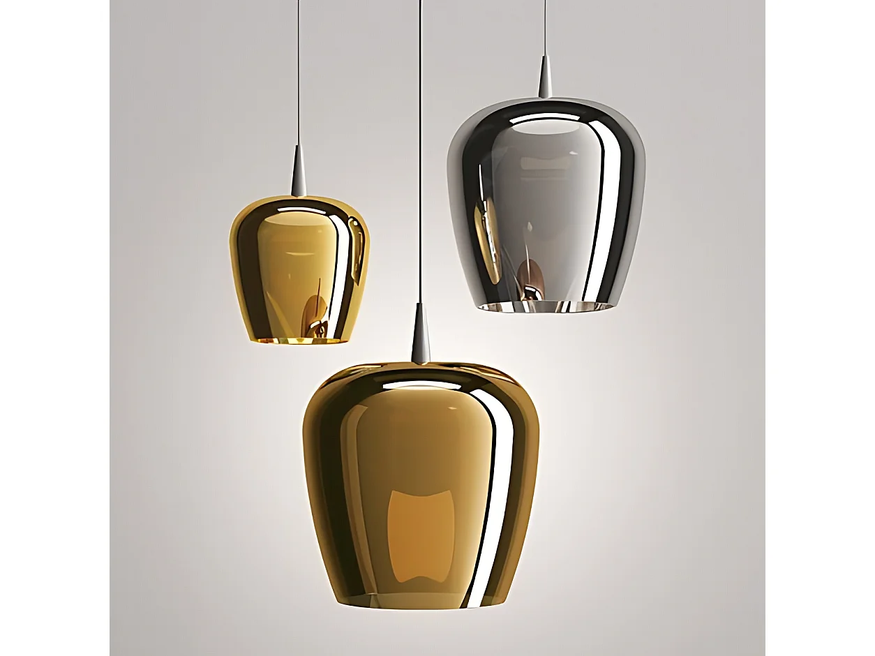 Zafferano pendellampe Bilia 230V LED 8W 3000K diameter 18 cm borosilikatglas sort og antik guld, elegant design til moderne interiør