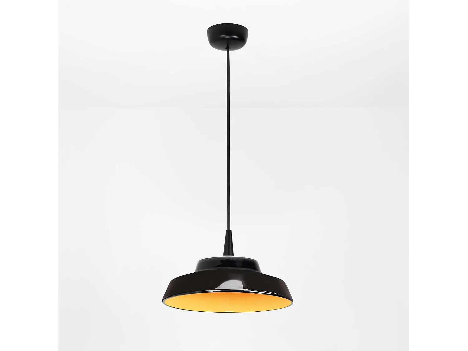 Lámpara colgante Circus Black Ø 24 cm cerámica dorada hecha a mano, LED 8W 3000K, regulable TRIAC, diseño moderno para interior IP40, elegante.
