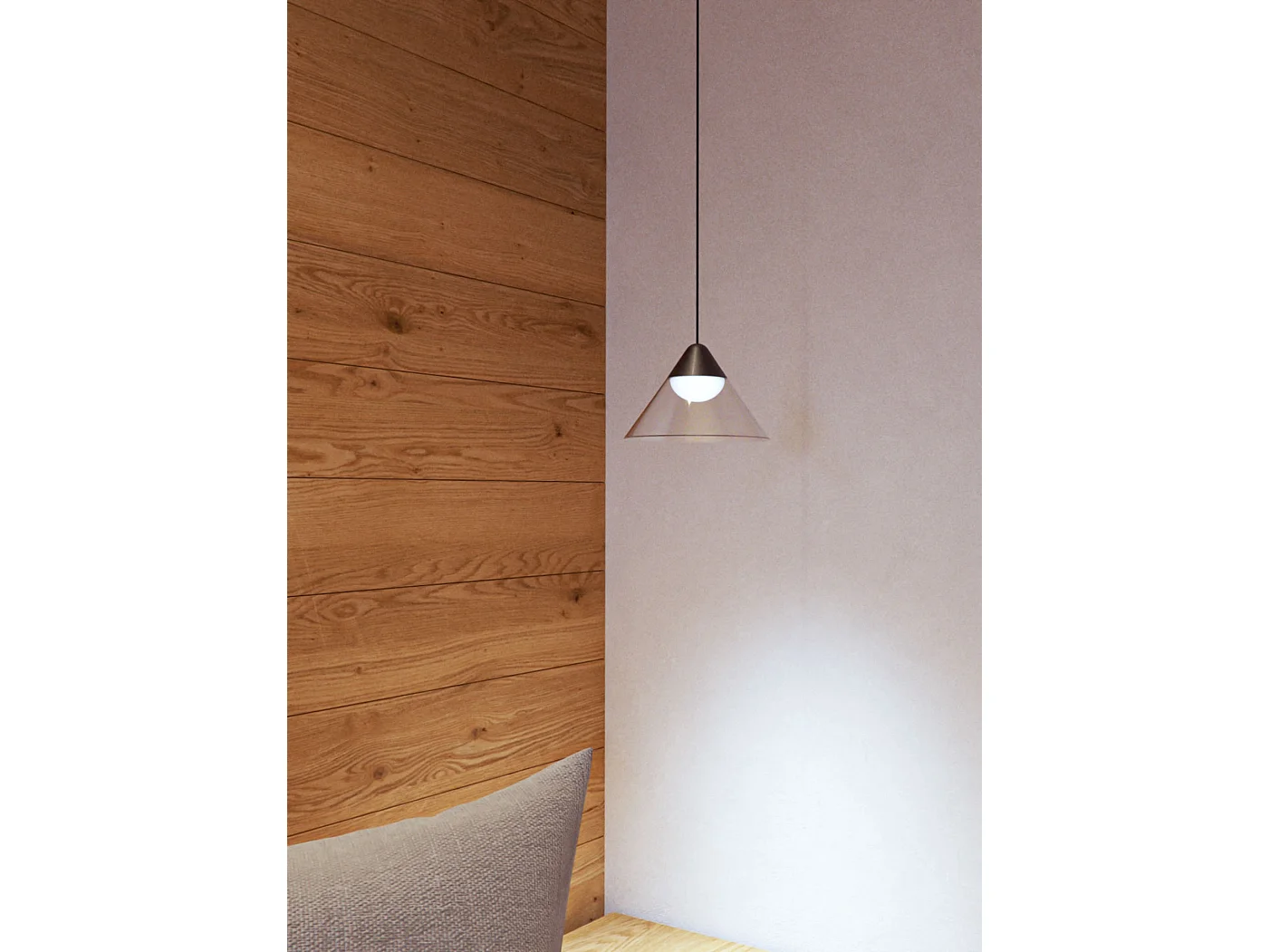 Ark LED-pendellampe fra Beneito & Faure, 6 W, 3000 K, 90°, sort/transparent, konisk design til elegant indendørs belysning