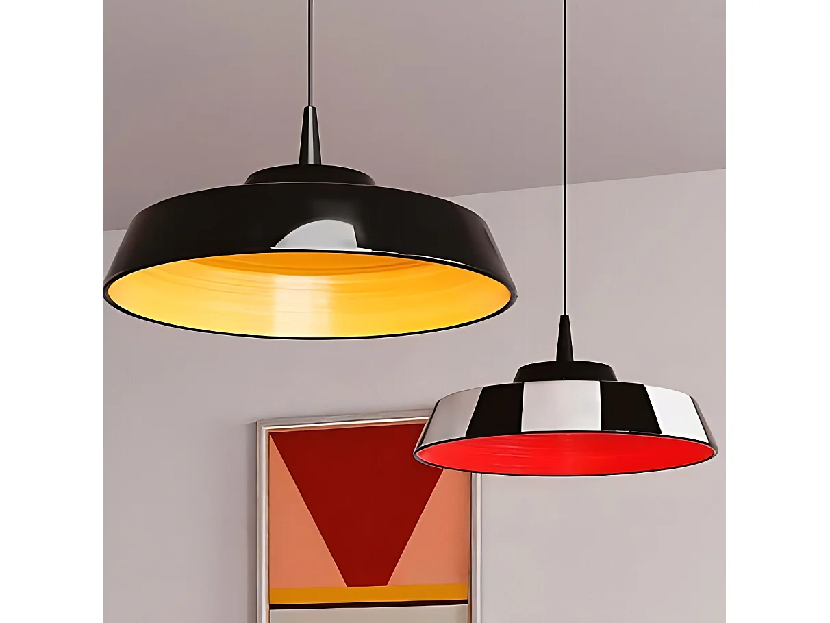 Circus sortgul keramisk pendellampe, diameter 35 cm, 8W 2700K LED, håndlavet design fremstillet i Italien til interiør og hotelbranchen
