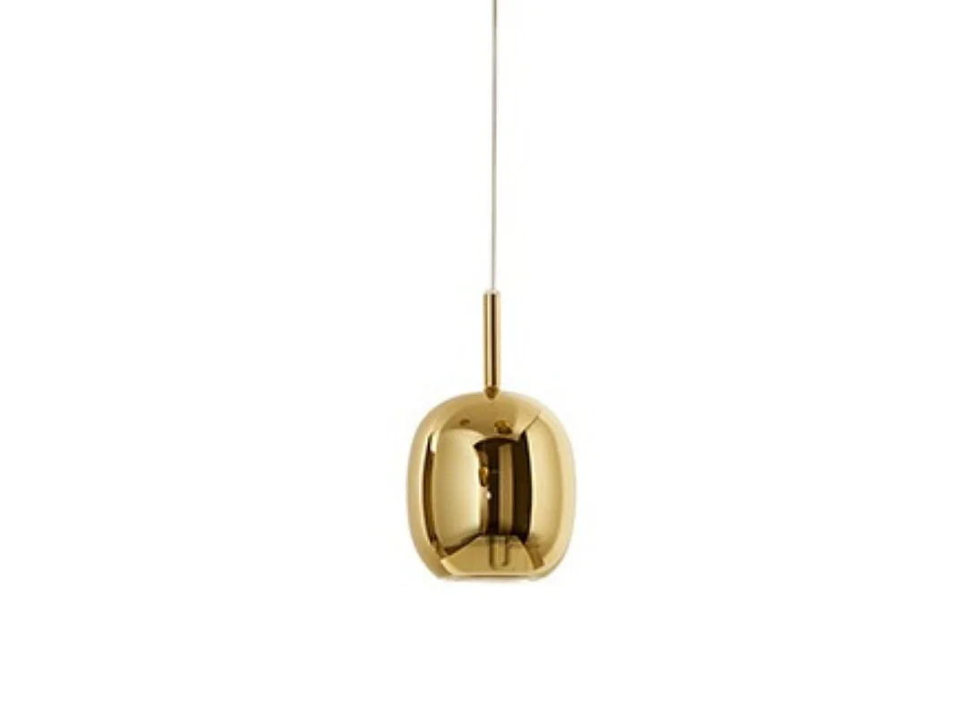 Hanglamp van goudkleurig spiegelend borosilicaatglas met E27-fitting, modern design, 17,5 x 30,5 cm, verstelbare kabel van 300 cm - Perenz