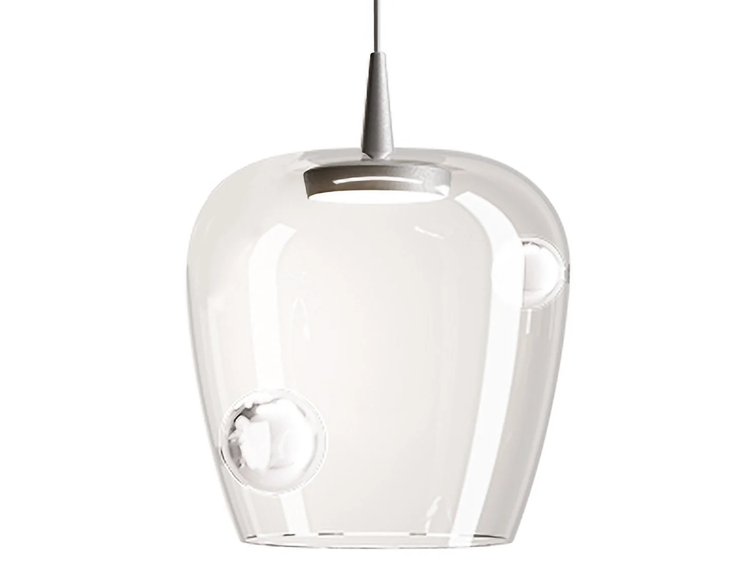 Zafferano Bilia Pendelleuchte 27 cm aus mundgeblasenem Borosilikatglas und Aluminium, LED 8W 3000K, transparente Ausführung, modularer Innenbereich