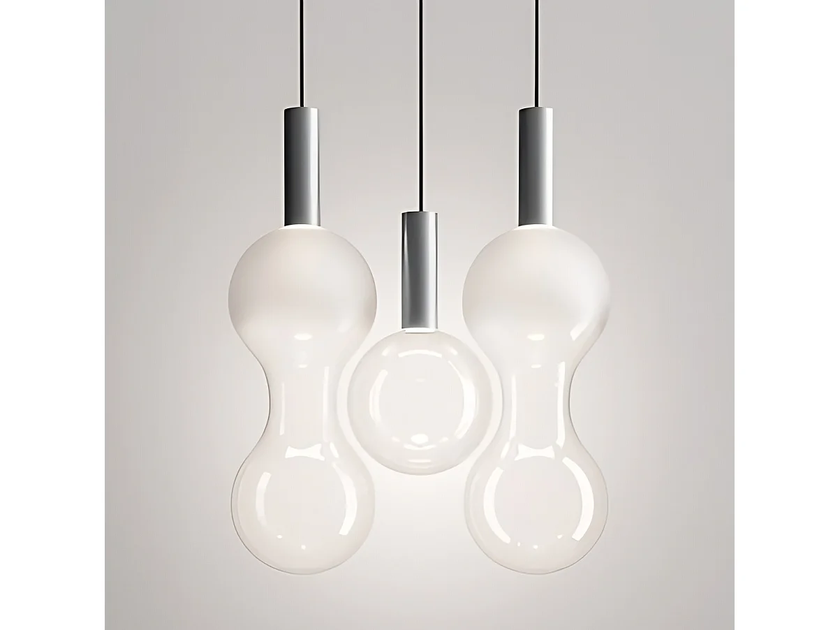 Zafferano pendellampe aluminiumskugle med mundblæst borosilikatglasdiffusor LED TRIAC 8W 3000K Diameter 18 cm, transparent